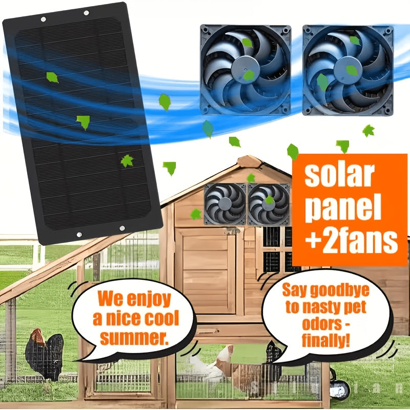 DBF Solar Fan and Panel Set - 2-in-1 Outdoor Exhaust/Intake Fan, Suitable for Chicken Coop, Shed, Dog House and RV - Detachable Panel Maintenance-Free Operation, Solar Ventilation System for Chicken Coop, Shelter and Pet House