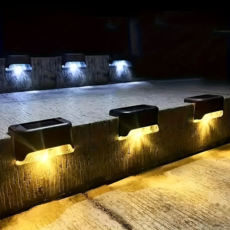 16 Pack Solar Deck Light Set, Solar Step Light LED Courtyard Decorative Outdoor Light, IP44 Waterproof, Suitable for Outdoor Railings, Stairs, Fences, Posts, Walkways, Courtyards, Gardens, Poolside - Perfect for Halloween and Christmas Decoration