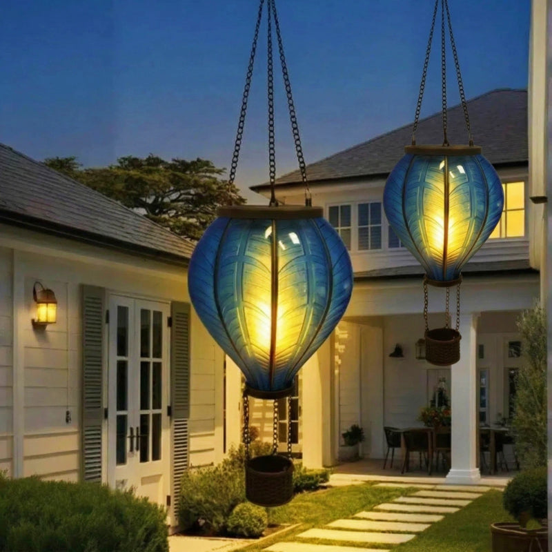 2pcs Hot Air Balloon Solar Light, Creative Flame Effect Hanging Lantern, Suitable for Garden, Courtyard, Porch, Lawn, Festival Celebration, Party, Camping Decoration, Outdoor Ambient Lighting