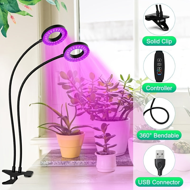 Full Spectrum LED Plant Grow Light, Desktop & Bookshelf Use, USB Powered Dimmable, Blue Red Dual Light Source, 3/9/12H Timer & 4 Brightness Levels, Ideal for Indoor Succulents, Perfect Holiday Gift