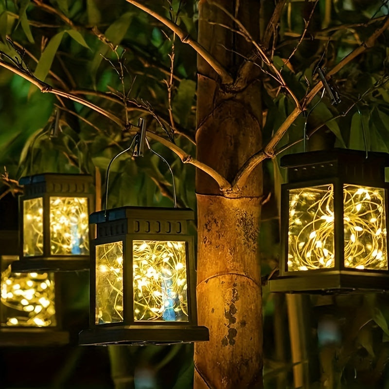 一件太阳能户外复古宫灯，IP65防水太阳能串灯，30颗LED便携式太阳能充电户外小台灯——适用于阳台、露台、散步、阅读、露营、万圣节及圣诞派对氛围灯