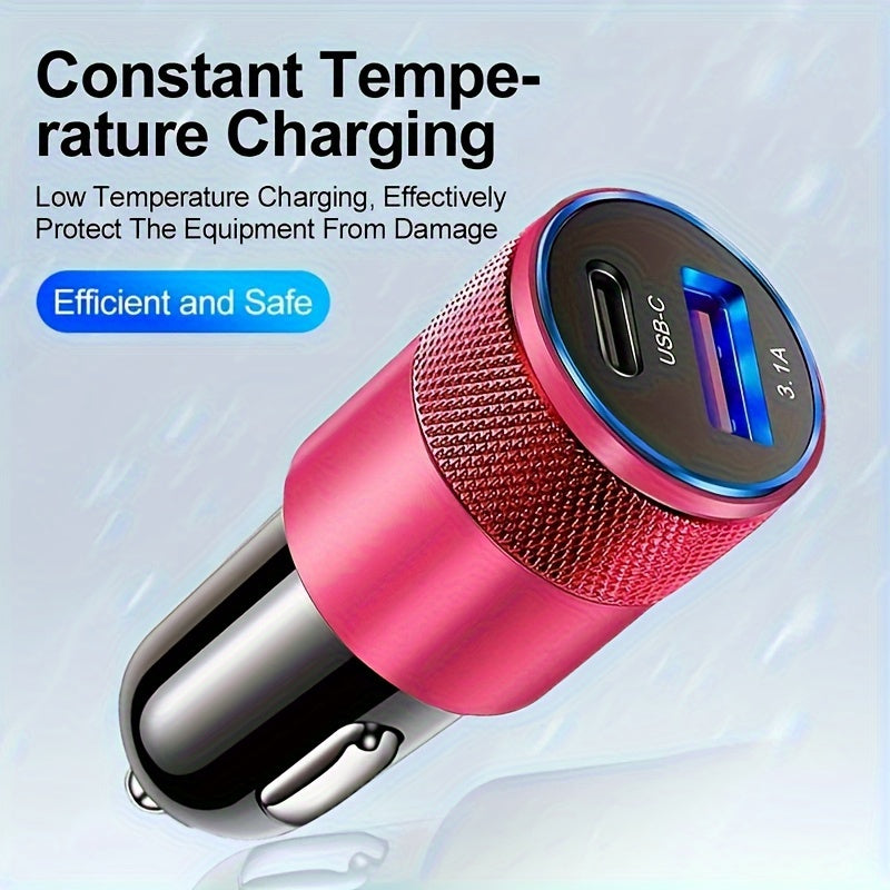 USB Car Charger PD Fast Charge – LED Ambient Light, Compatible with iPhone, Android, Xiaomi & More
