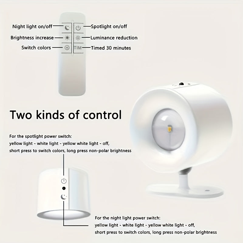 GVTCC Indoor Wall Light Double-Side Wall Light 360° Rotation 3 Color Modes Touch and Remote Control USB Charging Rechargeable Lithium-Ion Battery Modern Living Room Bedroom Modern Lighting Adjustable Brightness Touch Control