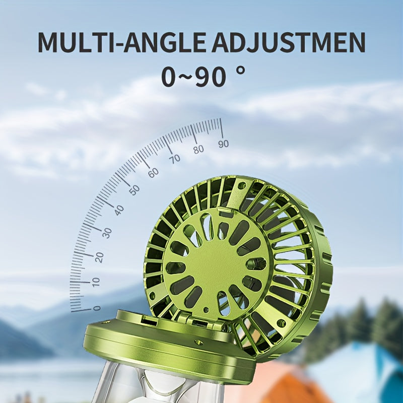 1 Smiling Shark Rechargeable Fan Light - Type-C Solar Charging, 5 Modes LED Flashlight & Cooling Fan, Built-in Lithium Battery, Portable Camping Lantern, Ideal for Tent, Outdoor, Hiking, Emergency (Power Supply)
