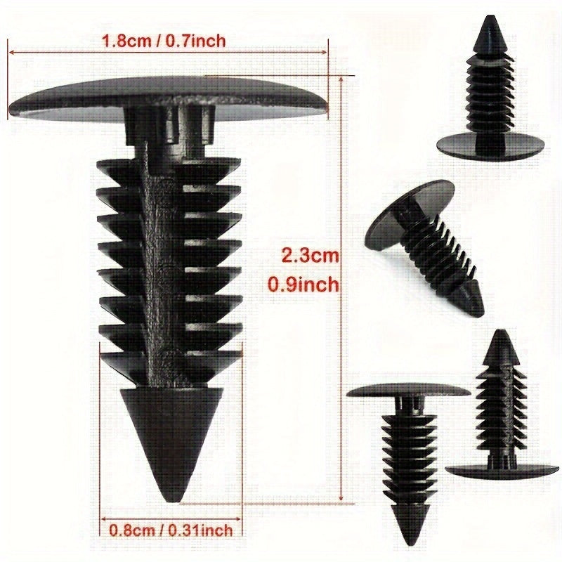 50/100-Pack 8mm Auto Plastic Barbed Christmas Tree Rivet Clips – Plastic Push Retainer Rivets, Bumper Clips, Fender Clips for GM & Ford