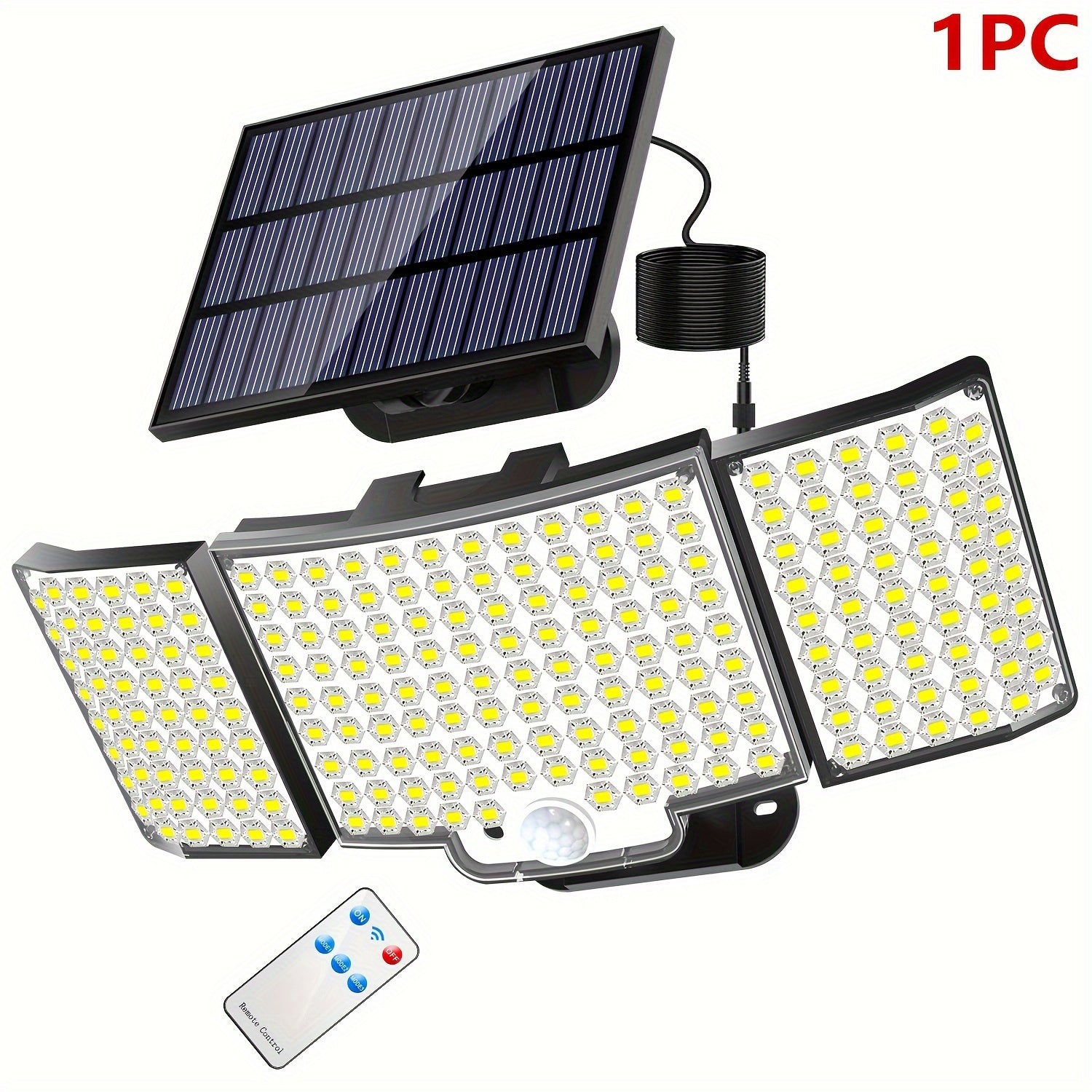 1/2 Pack Solar Outdoor Light, High Brightness, 212 LED Solar Motion Sensor Light with Remote Control, 3 Adjustable Head Wall Light with 3 Lighting Modes, Wide Angle Illumination, Security LED Floodlight, Perfect for Outdoor, Wall Light, Street Light