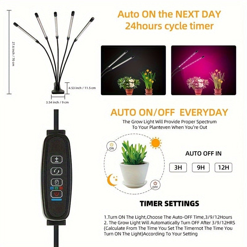 1/2/3/4 Head LED Grow Light, 360° Adjustable Gooseneck, USB Powered, Red & Blue Dual Spectrum, Efficient Full Spectrum Panel, with Adjustable Plant Light and Flexible Rotation - Perfect for Indoor Greenhouse Flowers, Charger Not Included