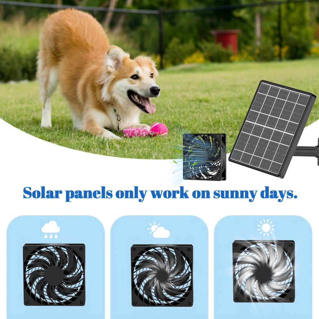 Solar Ventilation Cooling Fan, Exhaust or Air Intake Mode, Suitable for Outdoor Shed, Chicken Coop and Greenhouse, Comes with Installation Kit, IPX5 Waterproof, 7W/10W