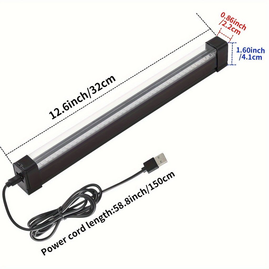 3-pack black light strip, 12W 12.6-inch USB UV light tube, suitable for Halloween/Christmas/Valentine‘s Day glow party supplies, room decoration, body painting, urine detection