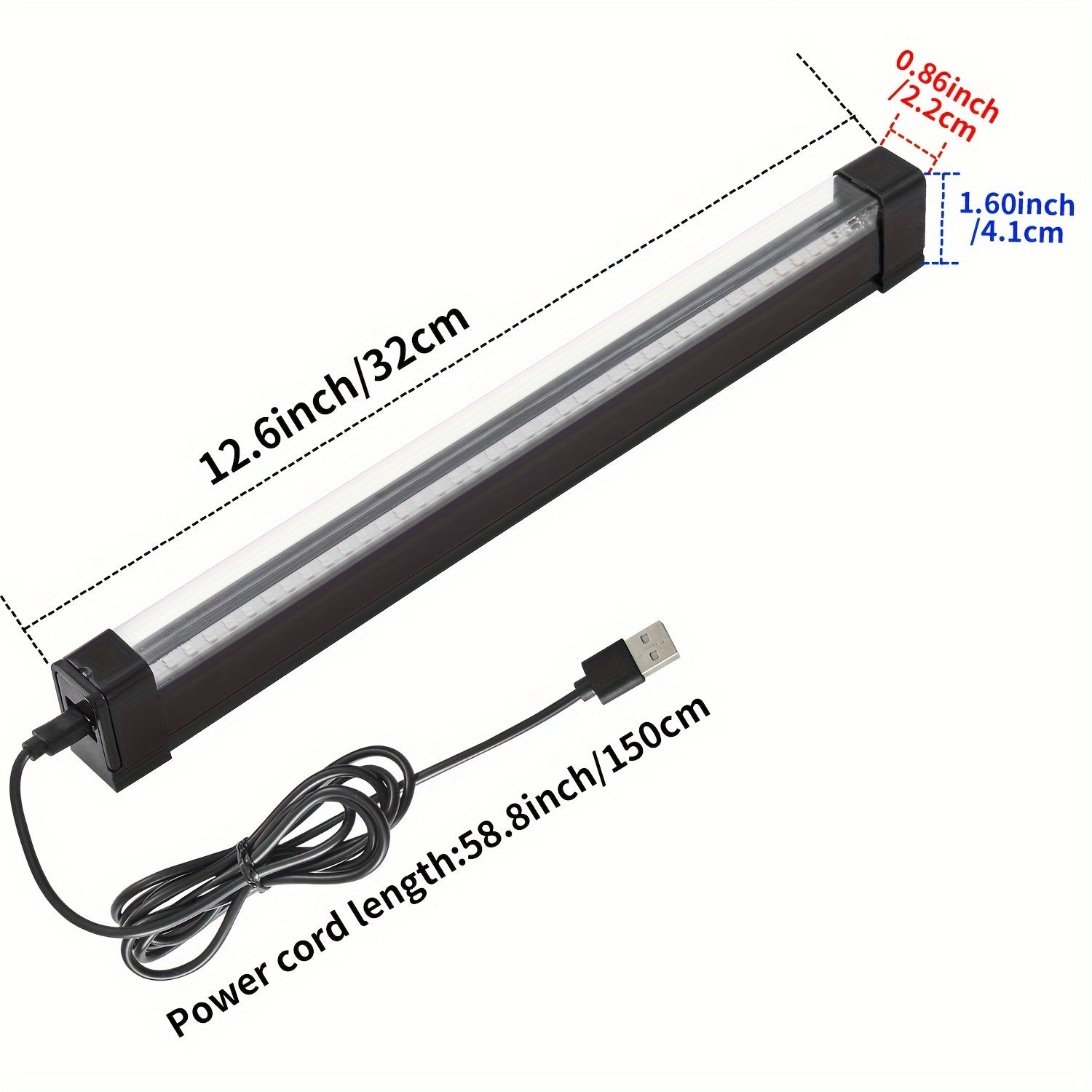 3-pack black light strip, 12W 12.6-inch USB UV light tube, suitable for Halloween/Christmas/Valentine‘s Day glow party supplies, room decoration, body painting, urine detection