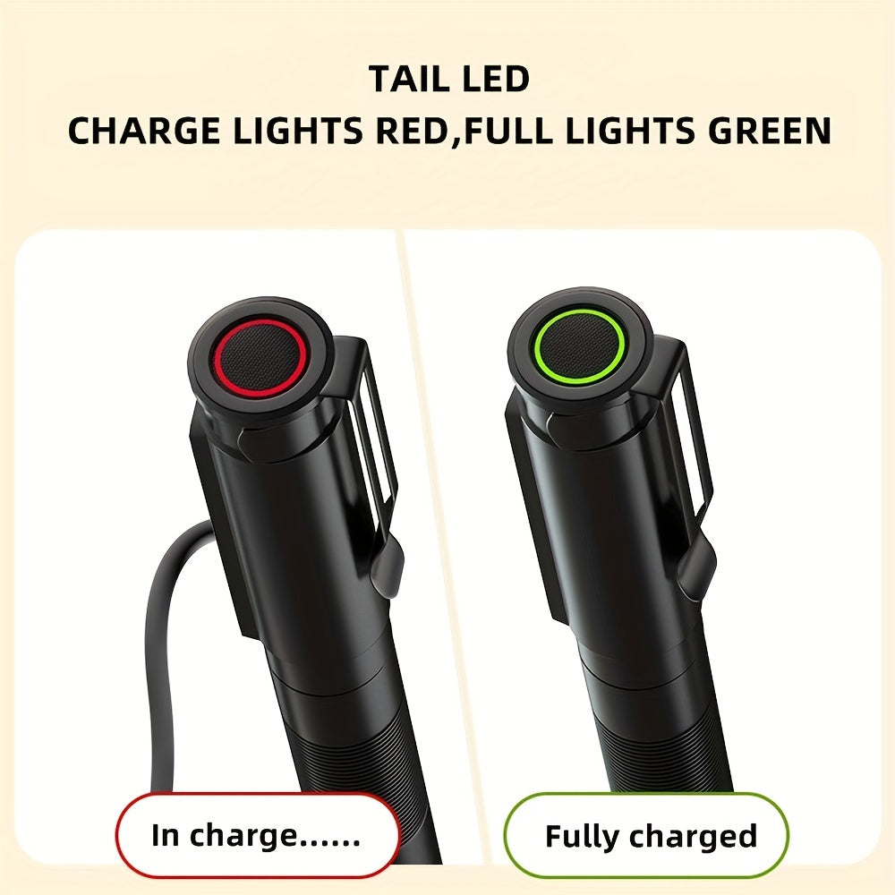 1 Alonefire P29 Mini USB Rechargeable LED Flashlight, Built-in Battery, USB Zoom Light, 3 Modes (High/Low/Strobe), Adjustable Beam & Pupil Detection, Portable Design for Camping, Hiking & Emergency – Pen-Style Flashlight
