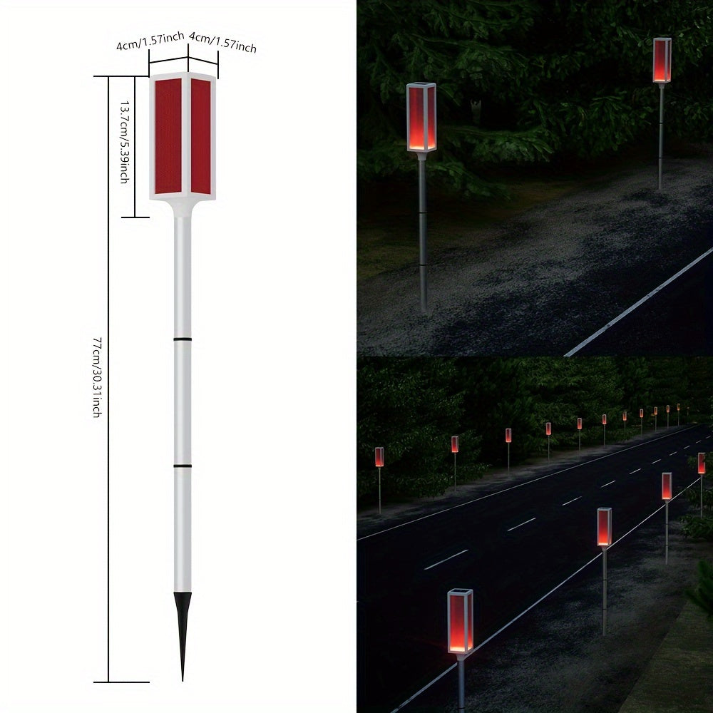 5pcs/Box IP44 Outdoor Solar Lawn Light, Roadblock LED Strobe Signal Ground Plug Lamp