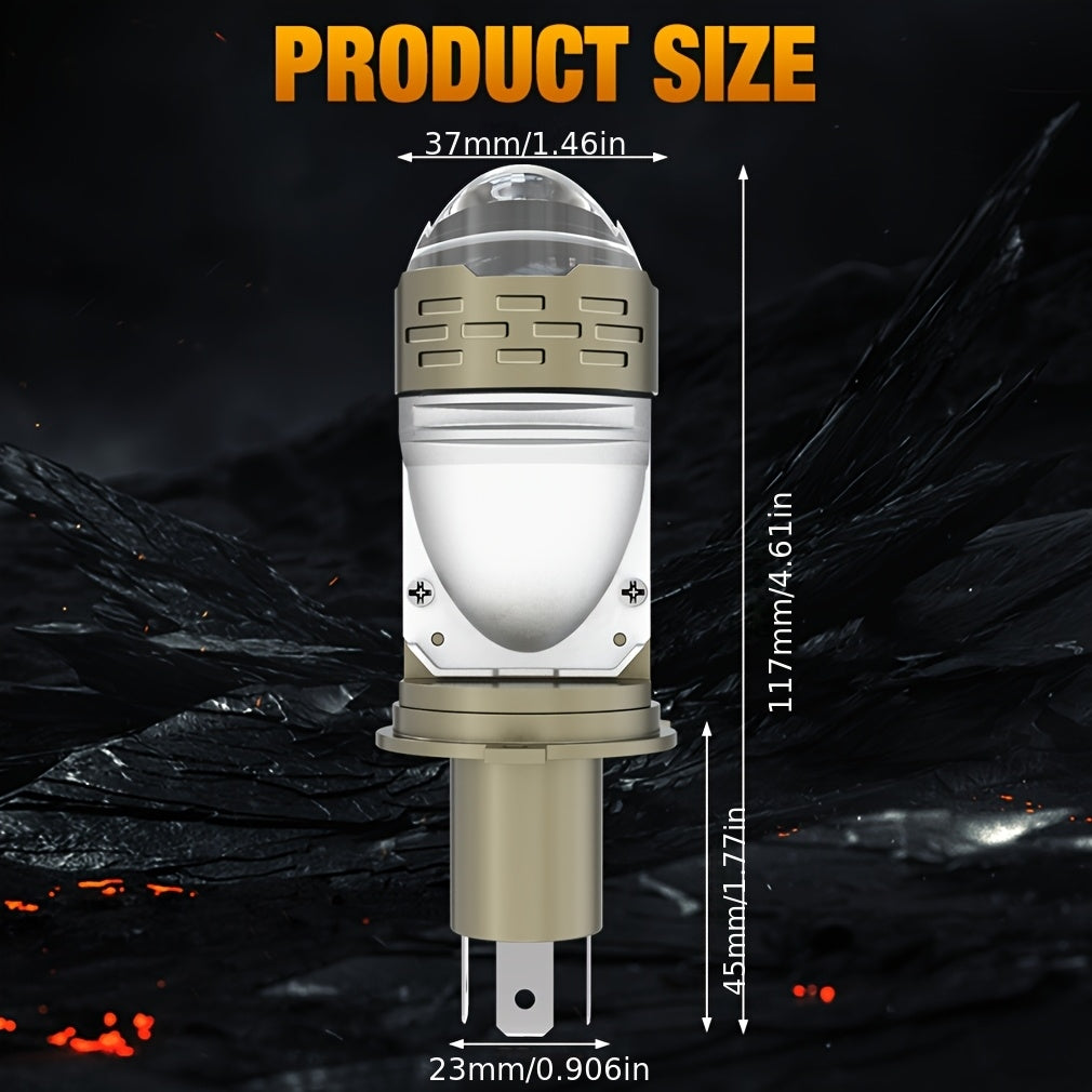 2-Pack, 90W, 28000 Lumens New LED Projector Lens Headlight, Easy to Install, with H4/9003/HB2 Connector, 3570 CSP Technology and Canbus Compatibility, for Cars and Motorcycles, with Dual High/Low Beam Function