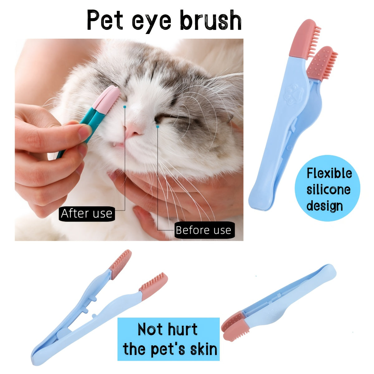8pc宠物清洁用品套装狗猫专用指甲剪宠物眼部梳理刷狗狗小猫超柔软的硅胶牙刷宠物一键除毛梳2合1硅胶宠物洗澡手套与刷子猫狗跳蚤和蜱虫去除工具