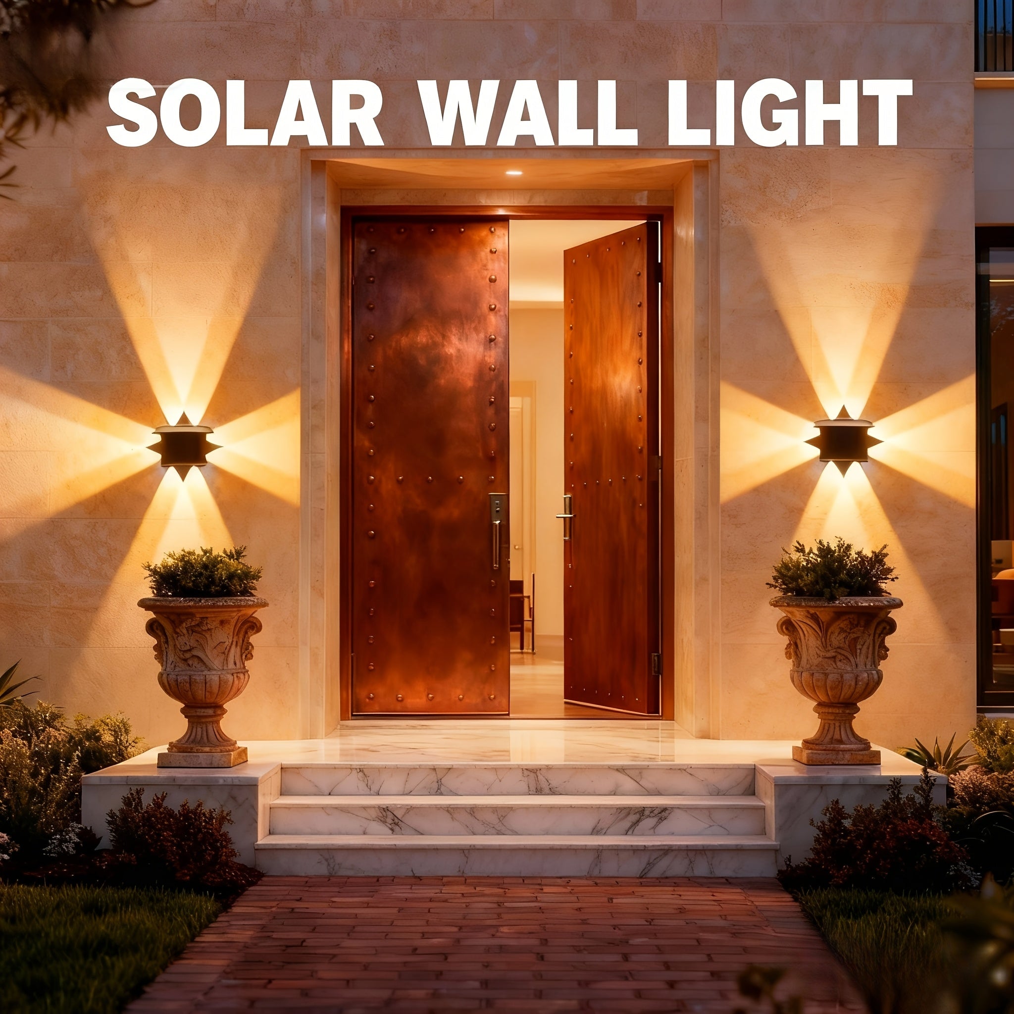 2-Pack Solar Wall Washer Light, 2200mAh Battery, Solar Outdoor Light, Solar Wall Light, Adjustable Solar Panel, 12-Hour Runtime, Suitable for Halloween, Garage, Garden, Porch, Courtyard, Villa Decoration