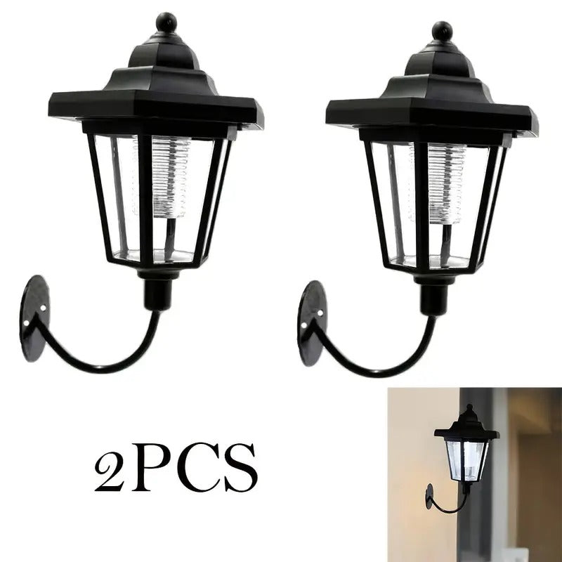 2-Piece Hexagonal Solar Light Outdoor LED Solar Wall Light LED Wall Light Vintage Lantern Garden Christmas Garden Decoration Outdoor Solar Street Light