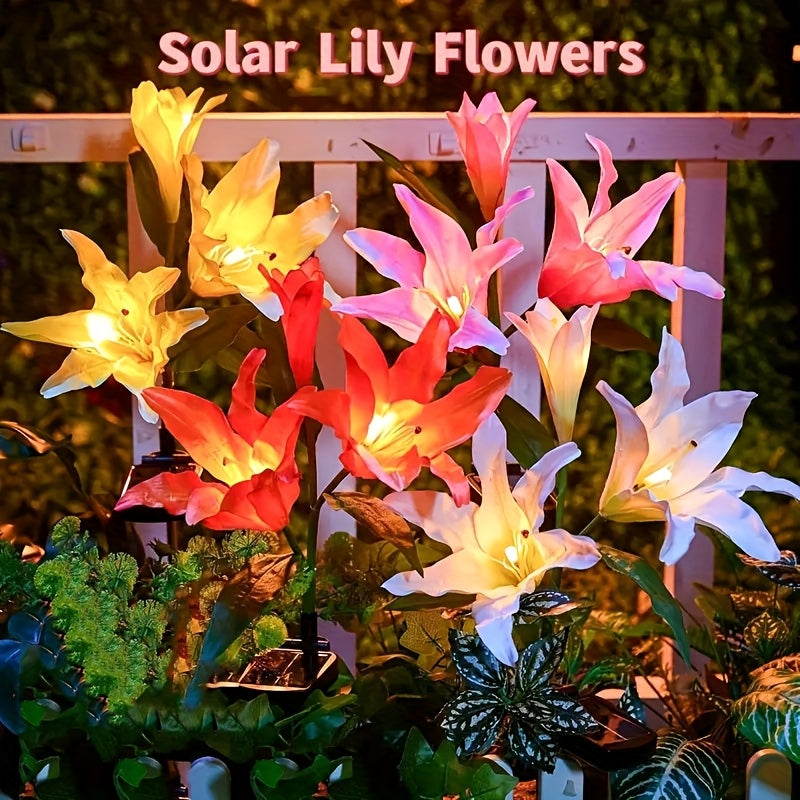 2/4 Pack Solar Outdoor Light, Lily Shape, IP65 Protection Rating, Easy Operation LED Light, Garden Decoration for Patio, Stairs, Courtyard, Platform & Pathway | Valentine‘s Day Decoration / Valentine’s Gift