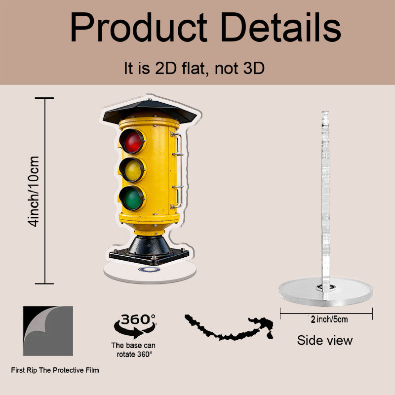 1Pc 2D Rotating Acrylic Desktop Ornament, Classic Traffic Light Design, 360° Rotatable Base, Perfect for Store Display Decoration, Ideal Gift for Family and Friends