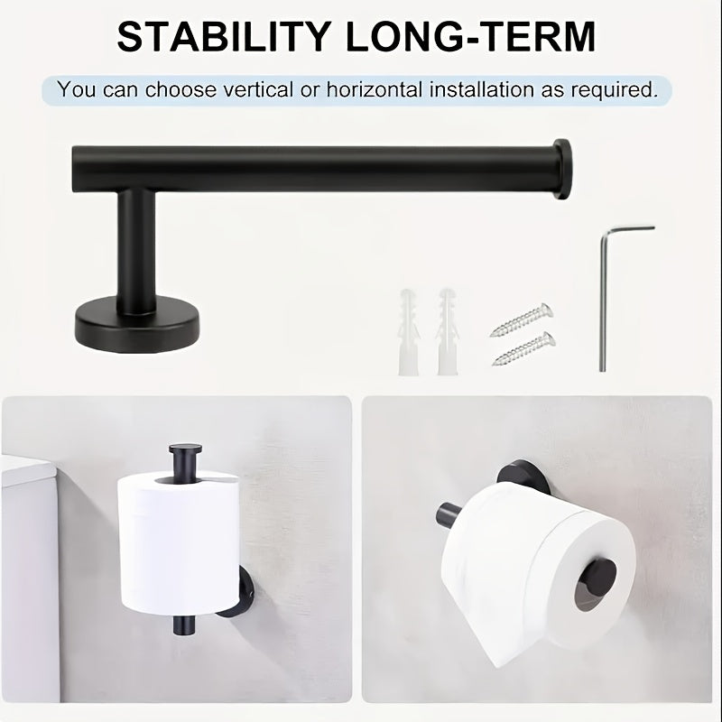 2PCS Stylish Bathroom Accessory Set - Stainless Steel Towel Ring & Toilet Paper Holder Set, Wall Mount Bathtub Accessories, Includes Tissue Holder & Round Towel Ring, Christmas Gift