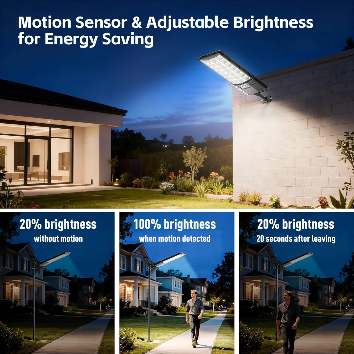 Powerful LED Solar Street Light, Auto Sensor Switch Solar Wall Light, Dusk-to-Dawn Solar Floodlight, 144LED/240LED/336LED Beads, Perfect for Area Lighting, Courtyard, Garage Entrance - Wide Angle Illumination Light