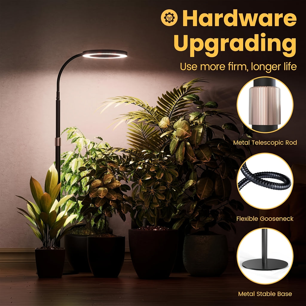 Large USB Flexible Gooseneck Plant Light, Dimmable, Wide Base, Full Spectrum, Indoor Plant Grow Lamp, Retractable Floor Standing, 3/9/12H Adjustable Timer, Full Spectrum Indoor Flower Lighting, Housewarming Gift, All-Season Plant Light