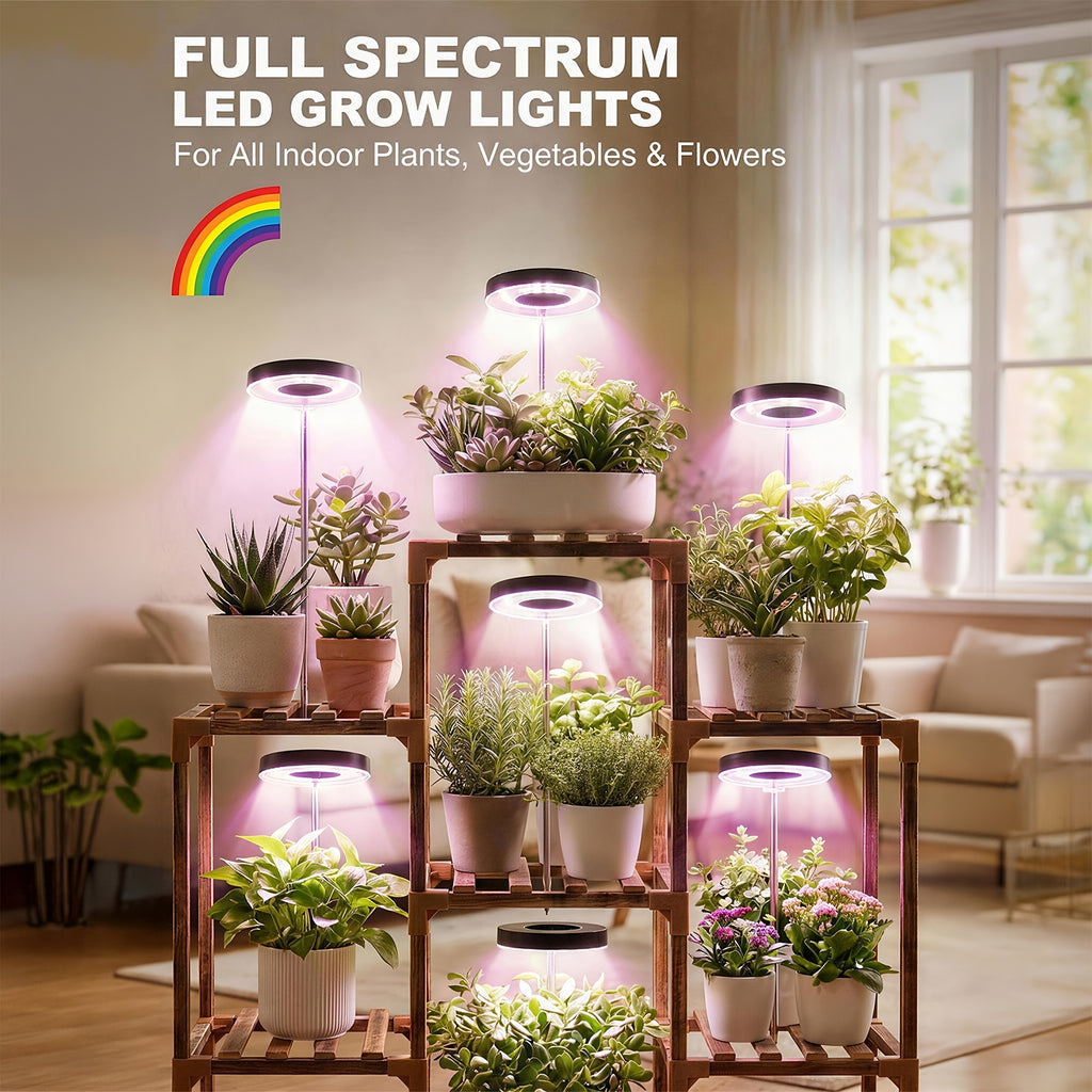 2-Pack Full Spectrum Indoor Plant Grow Light, Adjustable Height, Brightness Control, Timing Function, Magnetic 720° Flexible Rotation, Ideal for Seed Germination, Potted Plants and Hydroponics