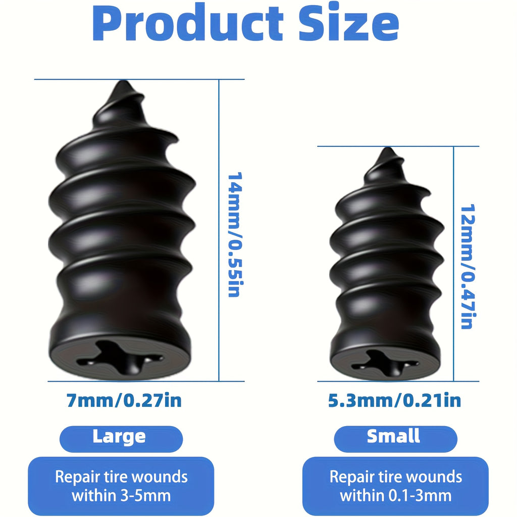 2025 New Vacuum Tire Repair Nail Set (2 Sizes Included) – Spiral Tire Repair Plugs, Fast Self-Service Tire Repair Tool for Cars, Motorcycles, Trucks (40/20-Piece Pack)
