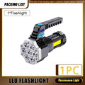 1 Black Household 7LED Handheld Flashlight, Portable COB Security Flashlight, USB Rechargeable Work Safety Searchlight, 4 Lighting Modes, Ideal for Reading, Fishing, Emergency Lighting, Night Patrol & Work