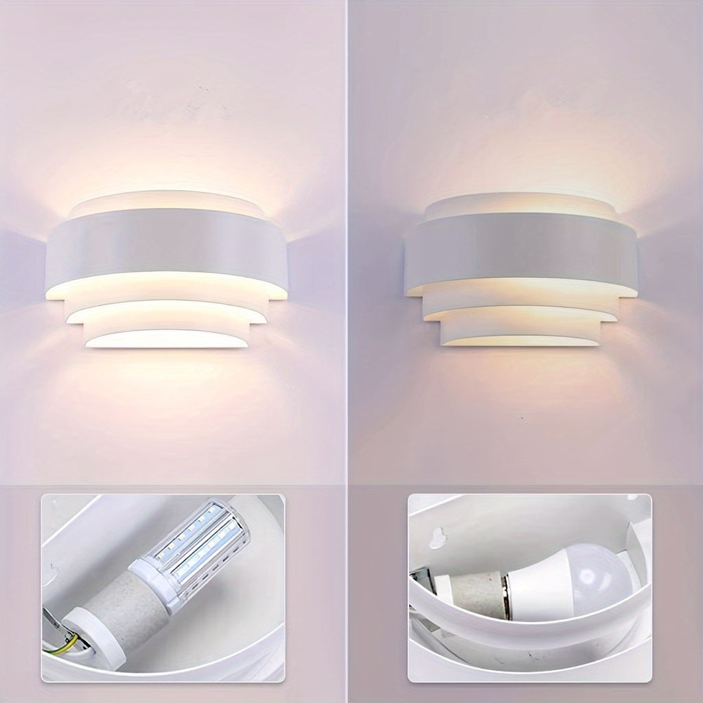 Modern Wall Light, White Crescent Moon Shaped Metal Wall Light, Suitable for Stairs, Hallways, Home Theater, Bedroom, Hotel, Restaurant, E26 Socket - Bulb Not Included