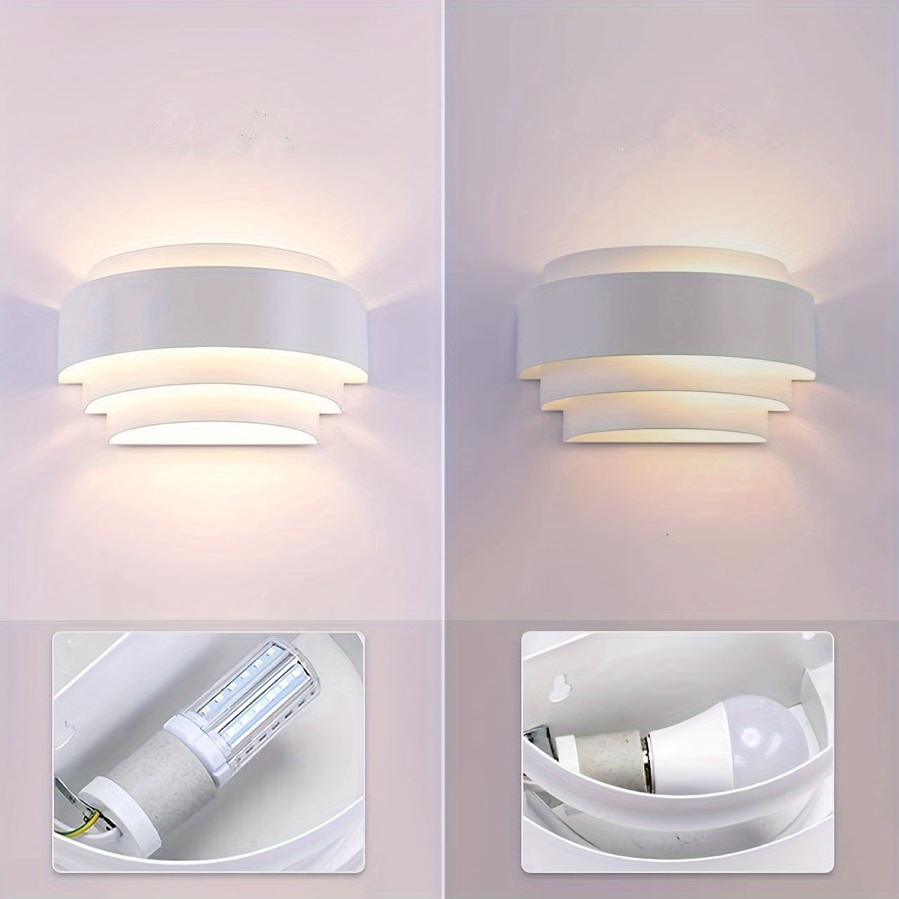 Modern Wall Light, White Crescent Moon Shaped Metal Wall Light, Suitable for Stairs, Hallways, Home Theater, Bedroom, Hotel, Restaurant, E26 Socket - Bulb Not Included