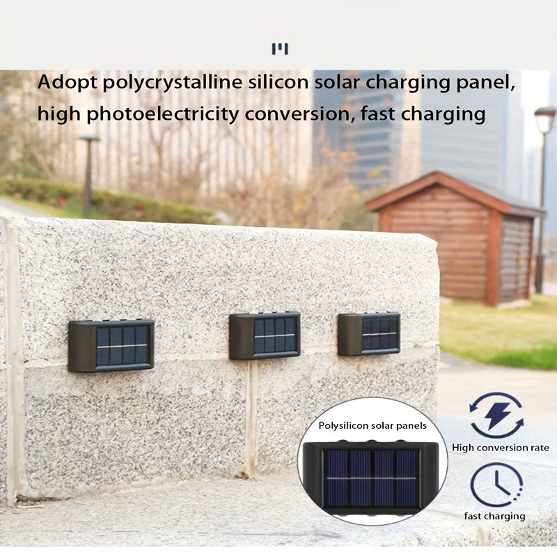 1-Piece 8-LED Solar Up and Down Wall Light, IP44 Outdoor LED Path Light, Suitable for Garden, Lawn, Courtyard and Fence Decoration – Light Up Your Courtyard with Solar Energy