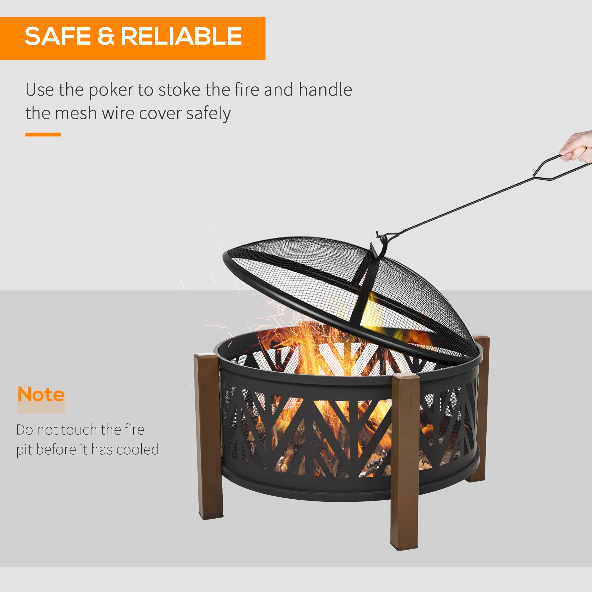 31-Inch Outdoor Stove, 2-in-1 Round Stove Cover with Lid, BBQ Grill, Backyard, Camping, Campfire, Wood Stove, Black