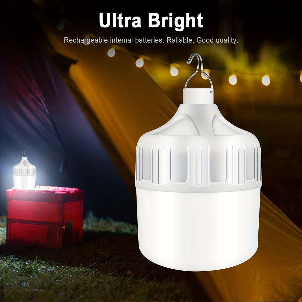 One Rechargeable Light Bulb Lamp, Portable Night Light, High Brightness Lamp with Hook, for Outdoor, BBQ, Party, Emergency, Adventure, Campus Gathering, Camping, Gift