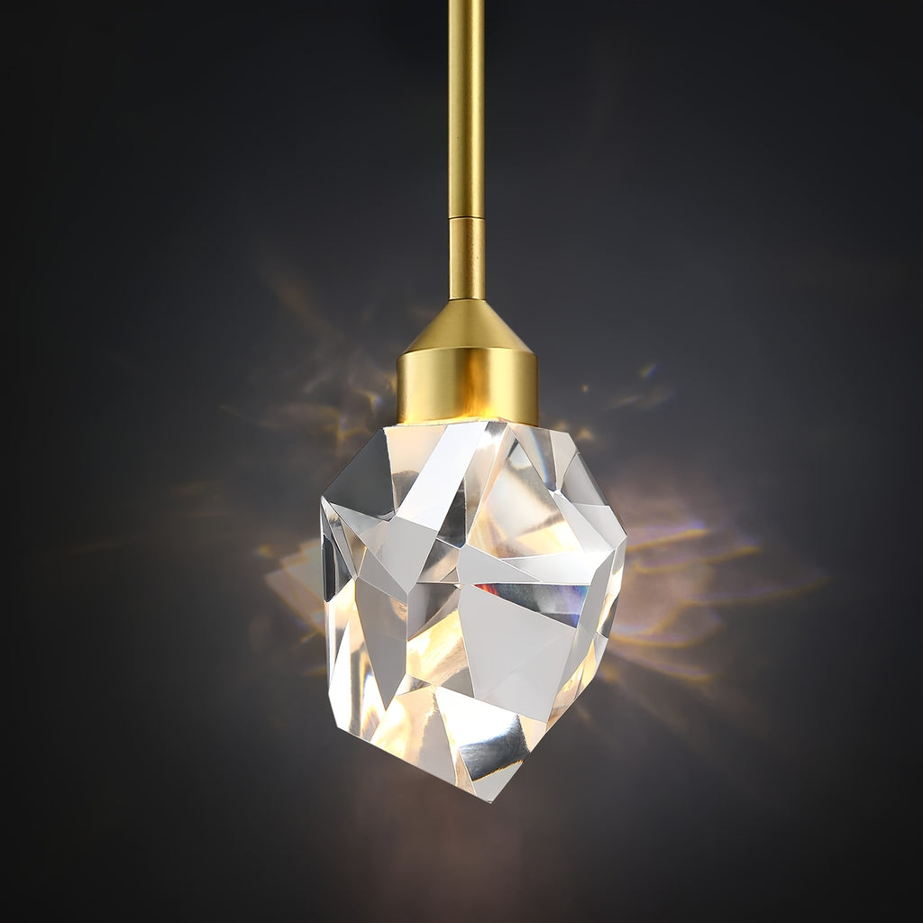 Gold crystal diamond pendant light, kitchen light fixture with lampshade, small hanging ceiling light, modern globe pendant light, suitable for living room, bedroom, bathroom, dining room, bar and home decoration
