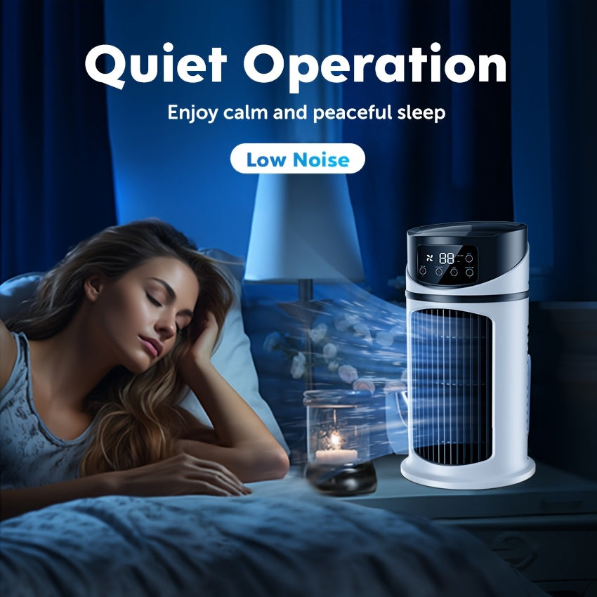 2026 Upgraded Portable Air Conditioner, 6-Speed Cooling Fan with 7-Color Ambient Light, Quiet Humidifying Fan, 3-in-1 Mini Cooler, Compact Cooling Device for Home Office Small Spaces, Perfect Home & Travel Gift