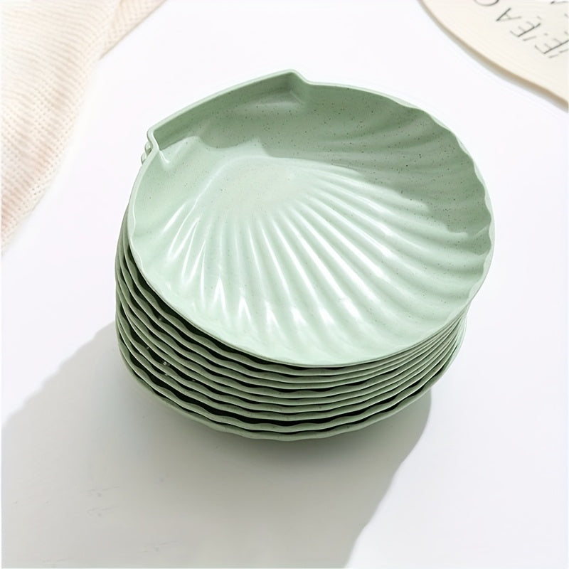 10Pcs, Shell-Shaped Plates, Multi-Purpose, Lightweight Unbreakable, Food Tray for Fruit, Salad, Dessert, Cake, Chips, Party, Outdoor Camping, Small Plates for Groups