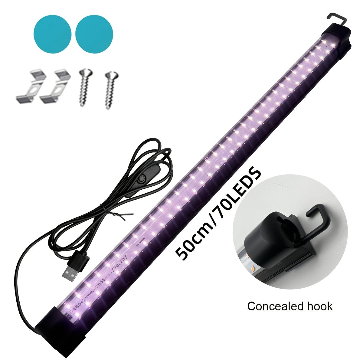 58/70 LED Beads Full Spectrum Plant Grow Light, USB Port, Hidden Hook Design, Multiple Installation Ways, Supplement Grow Light for Vegetables, Succulents, Flowers and Fruits, Complete Grow Lighting Coverage