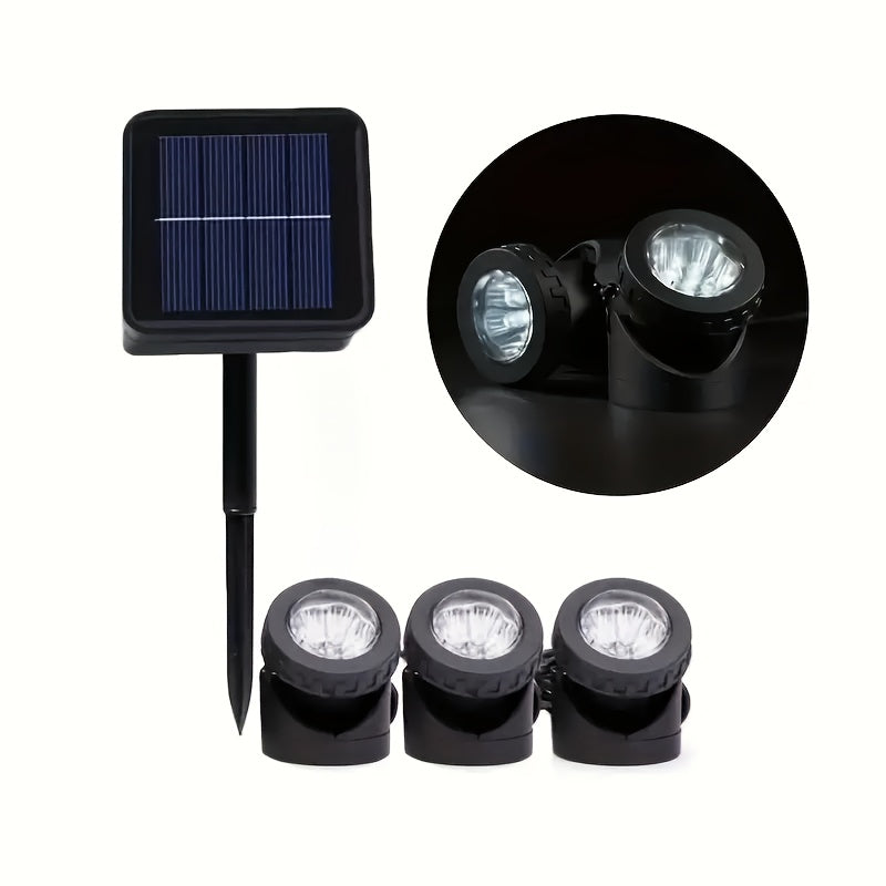 Solar pond spotlight, IP65 rated LED solar underwater light, submarine-style landscape spot light, outdoor courtyard garden fountain pond safety lighting (1-pack/2-pack/3-pack)