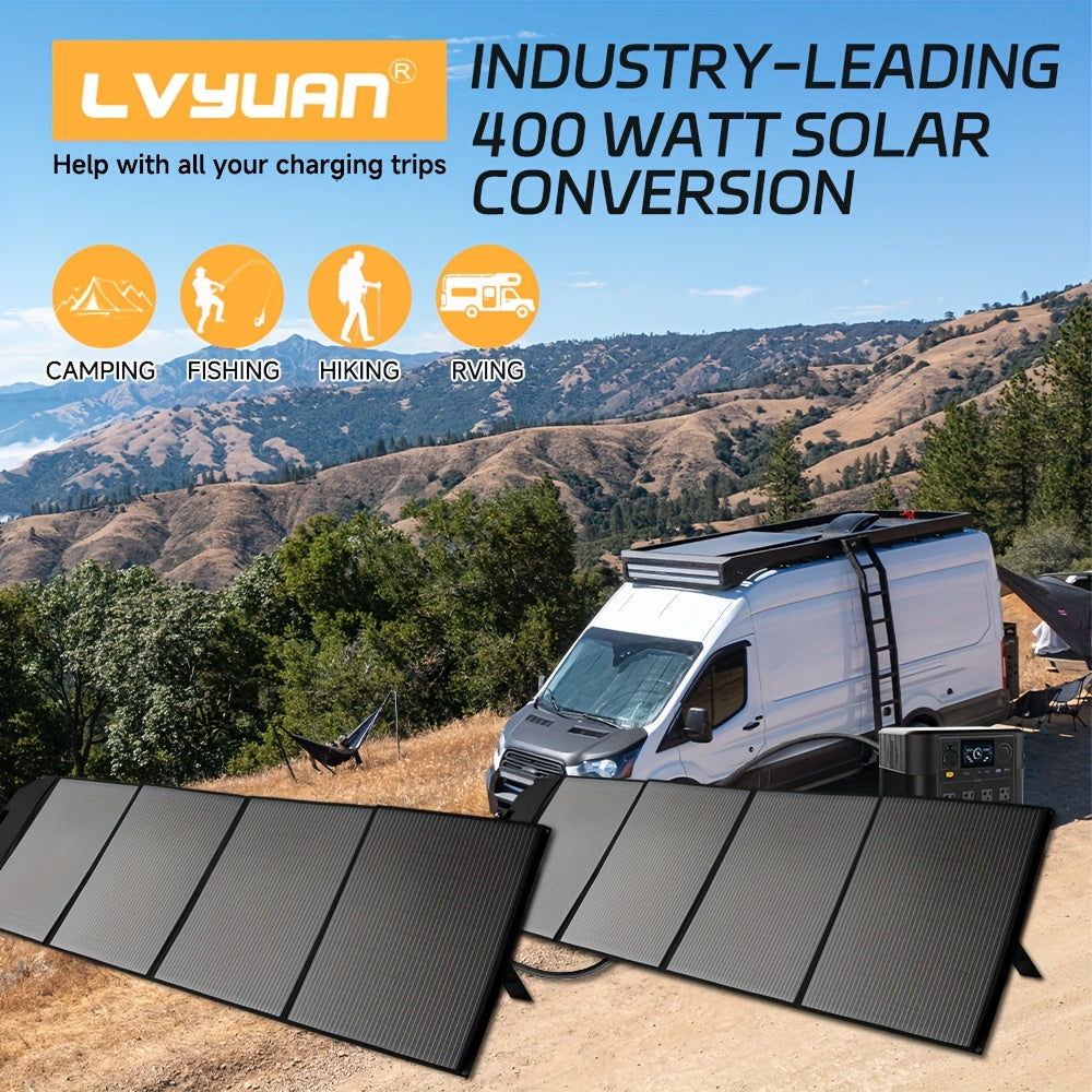 LVYUAN 200W/400W 36V 可攜式單晶矽太陽能板，超輕折疊太陽能板套件，帶可調式支架，可折疊太陽能板套件，適合露營的便攜式太陽能充電器，適用於露營車、船、筆記型電腦、貨車太陽能發電機。