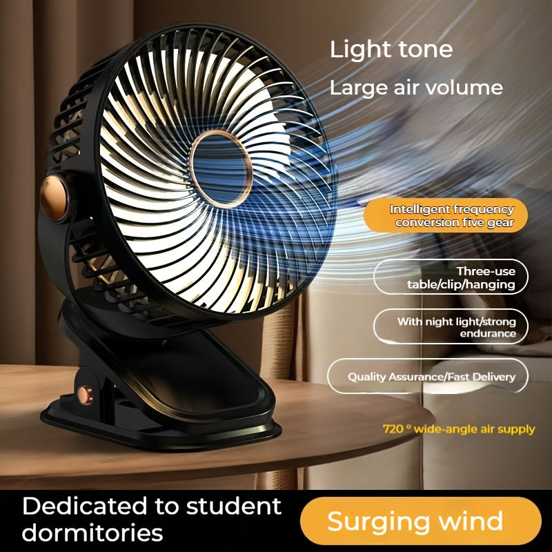 2025 USB Rechargeable Mini Fan, LED Stylish Night Light, Long-Lasting Battery &amp; Strong Wind, 2 Colors Available, Keep Cool &amp; Comfortable, Essential Summer Back-to-School Item for RV Camping
