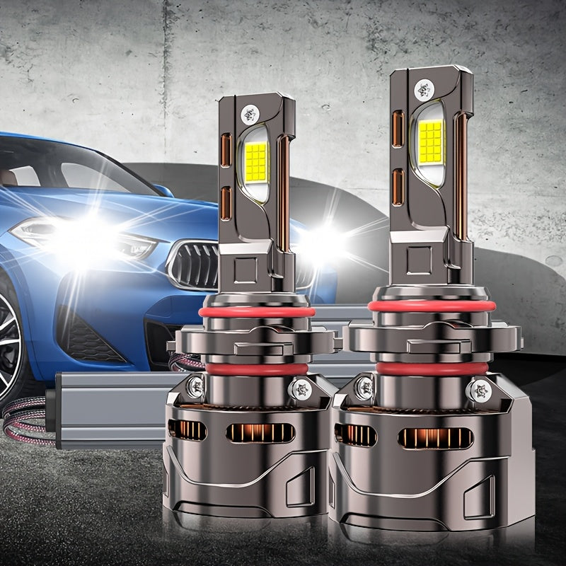2Pcs LED Car Headlight Bulbs, 7500K White, High Beam and Low Beam, Bright Chips, 12/24V, Aluminum, Plug-and-Play, with External Driver Can, Compatible with H4 H7 H11 H9 9005 HB3 9006 9012 Hir2 H8 HB2