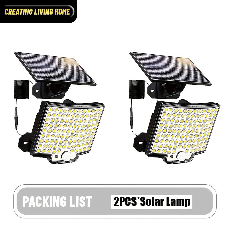 2 Pack Solar 106 LED Commercial Street Lighting Light, Sensor Industrial Area Lighting Light, Portable Shopping Mall Emergency Exit Light, 3 Lighting Modes, Suitable for Warehouses, Garages, Parking Lots, Courtyards, Parks, Amusement Parks