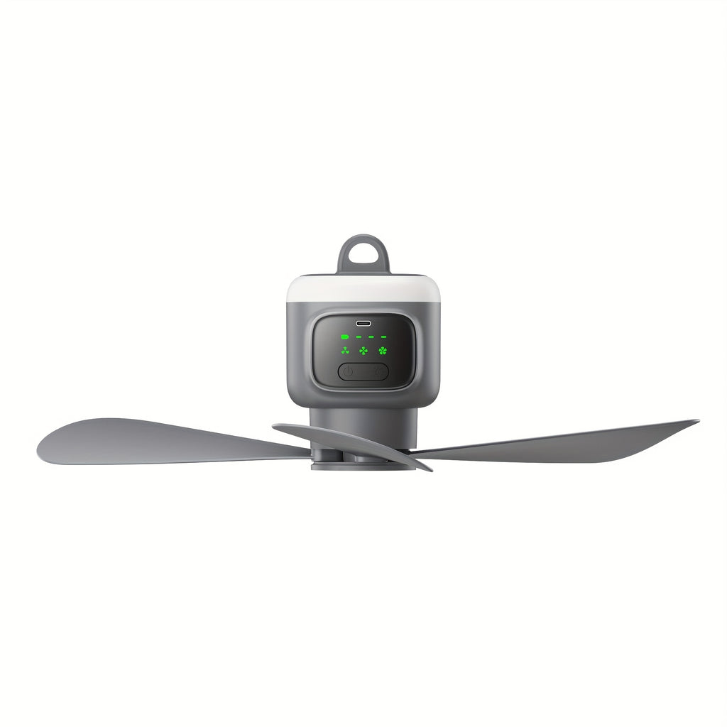 Outdoor Travel USB Charging Camping Fan, 3 Speed Adjustable, Built-in Light, 8 Hours Timer, Ultra Long 30H Battery Life 12000mAh, with Remote Control, Ideal for Patio Tent RV Use