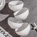 Set of 4 Ceramic Rice Bowls – Handmade Crescent Ceramic Bowl, Under-Glaze Color, Japanese Rice Bowl, Small Dessert Bowl