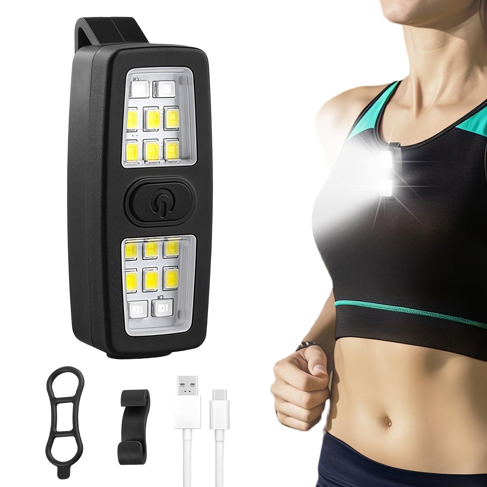 Rechargeable Clip-On Flashlight with Hands-Free Running Light & Dog Walking Feature – Illumination, Adjustable Beam, Low-Light Design for Night Hiking, Camping & Everyday Carry