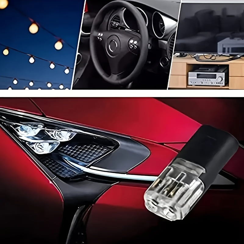 30/40-Pack Quick Connect Wire Connectors, 2-Pin Low Voltage Solderless Double Terminal for 20-22 AWG Wire, Copper Contacts with Transparent Insulation – Ideal for Automotive & Electrical Projects