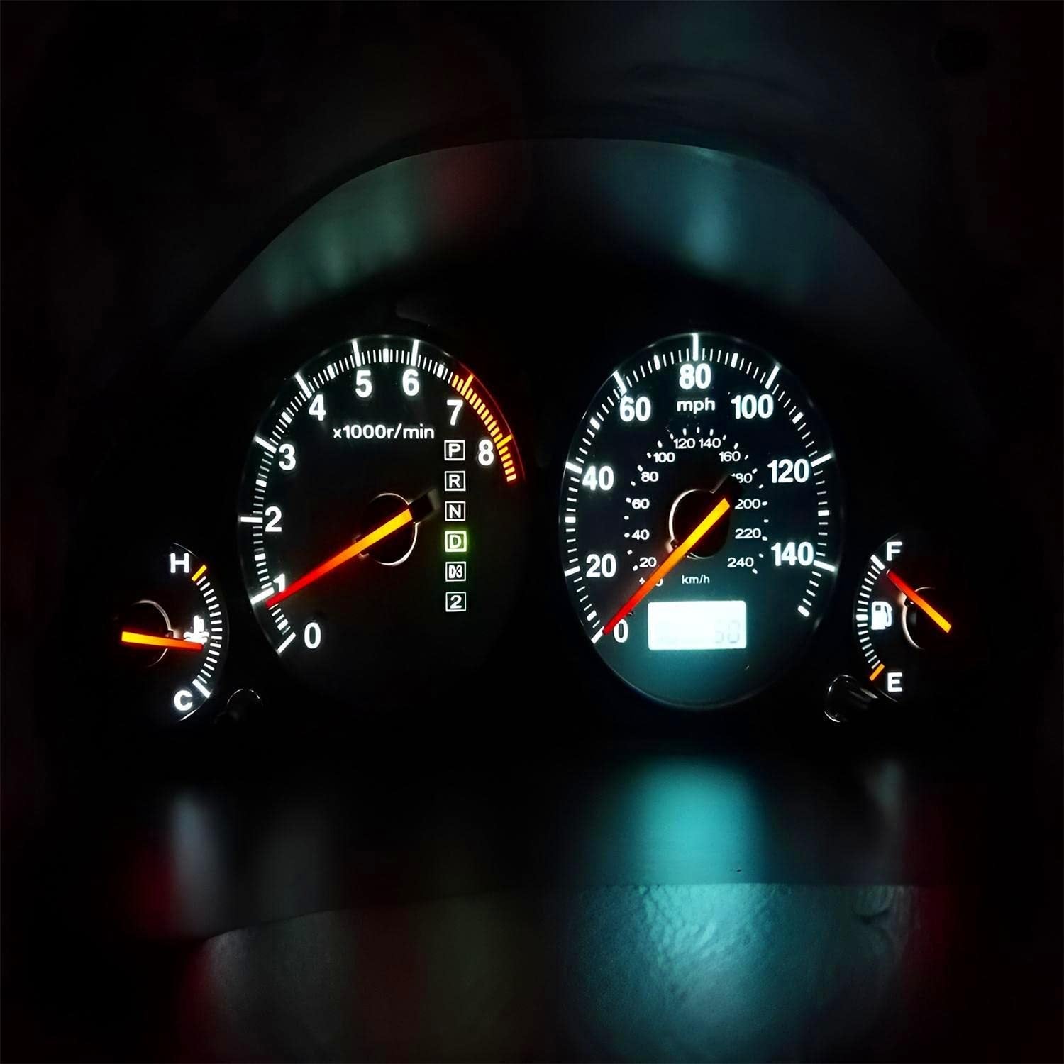 10-Pack T5 37 74 2721 PC74 PC37 LED Bulbs, 3030 Chip Super Bright 12 Volt Interior Dome Map Dashboard Indicator Gauge Panel Instrument Cluster Light, Non-Battery Type