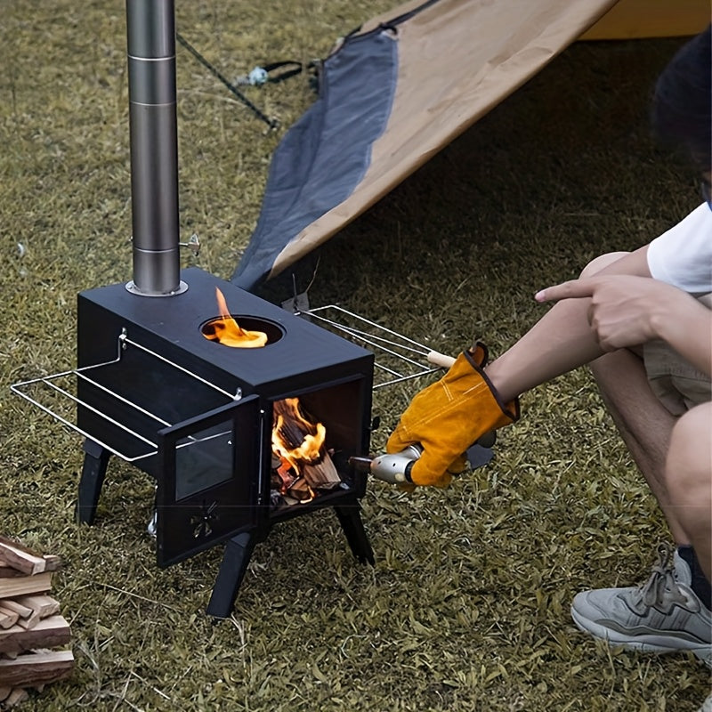 Portable Stainless Steel Folding Outdoor Camping Stove, No Power Source or Magnesium Stone Needed, Suitable for Tent Use