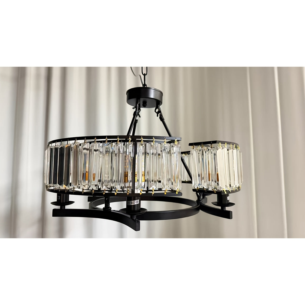 Black Crystal Chandelier 6-Light