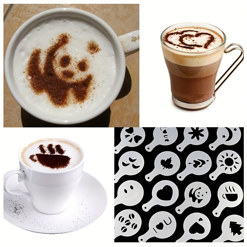 16PCS Coffee Stencil Art Templates - Printing Patterns for Coffee, Milk Cake & Cappuccino, Cake Drawing Stencils, Home Kitchen Baking Supplies